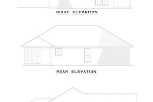Exterior - Rear Elevation for Southern House Plan #17-538 - 3 bed, 2 bath