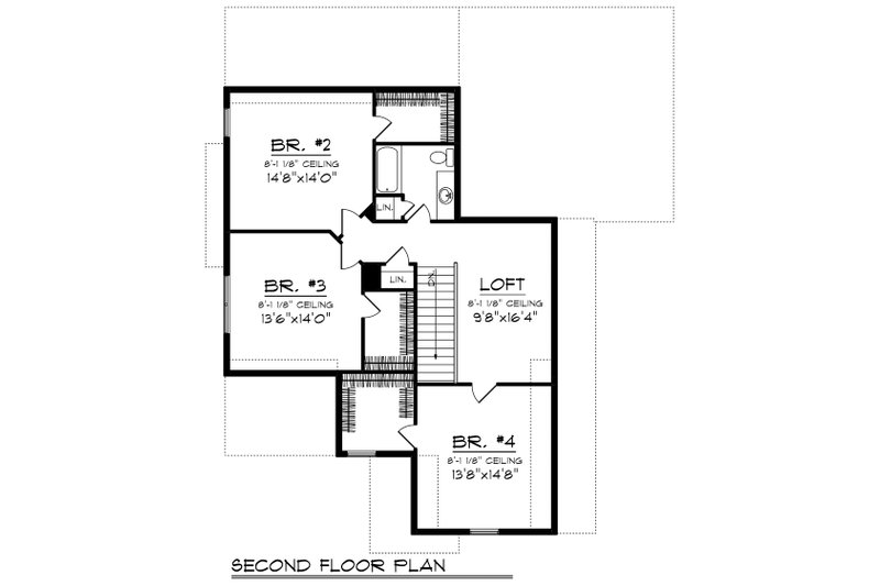 Dream House Plan - Floor Plan - Upper Floor for Craftsman House Plan #70-1229 - 4 bed, 3 bath