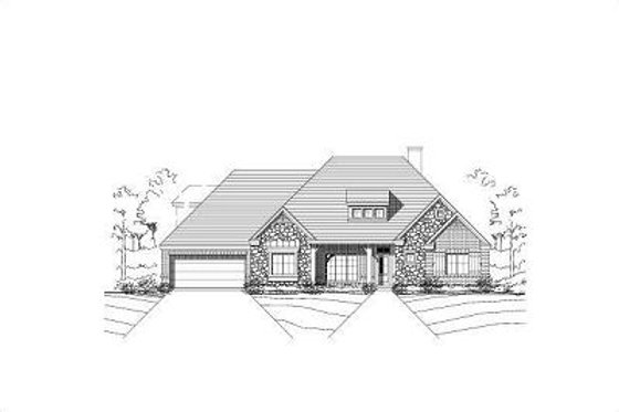 Exterior - Front Elevation for European House Plan #411-432 - 4 bed, 3 bath