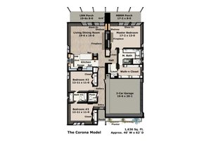 Floor Plan - Main Floor for Ranch House Plan #489-2 - 3 bed, 2.5 bath