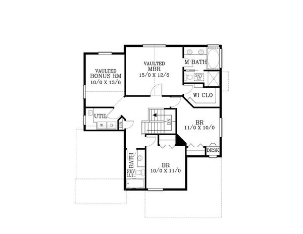 Craftsman Floor Plan - Upper Floor Plan #53-466