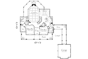 Floor Plan - Main Floor for Southern House Plan #71-121 - 3 bed, 3.5 bath