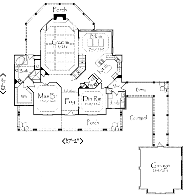 Southern Floor Plan - Main Floor Plan #71-121
