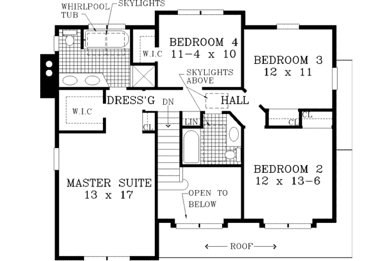 Dream House Plan - Floor Plan - Upper Floor for Country House Plan #3-171 - 4 bed, 2.5 bath