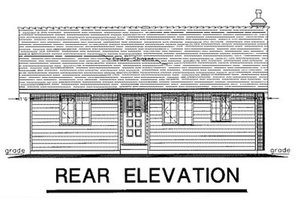Exterior - Rear Elevation for Cabin House Plan #18-162 - 2 bed, 1 bath