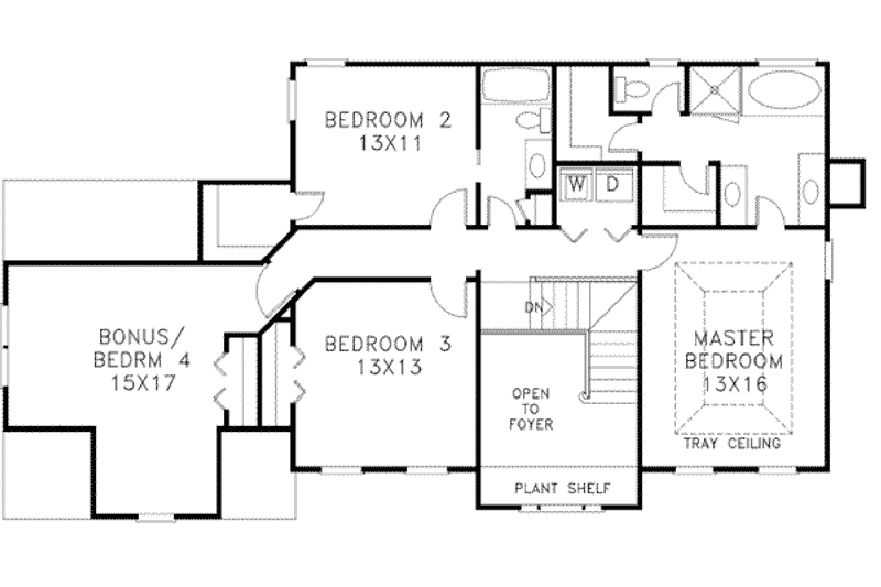 Architectural House Design - Floor Plan - Upper Floor for European House Plan #56-160 - 4 bed, 2.5 bath