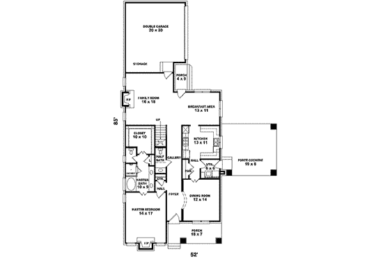 Floor Plan - Main Floor for Bungalow House Plan #81-865 - 4 bed, 2.5 bath