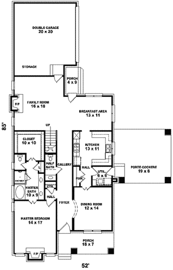 Floor Plan - Main Floor for Bungalow House Plan #81-865 - 4 bed, 2.5 bath