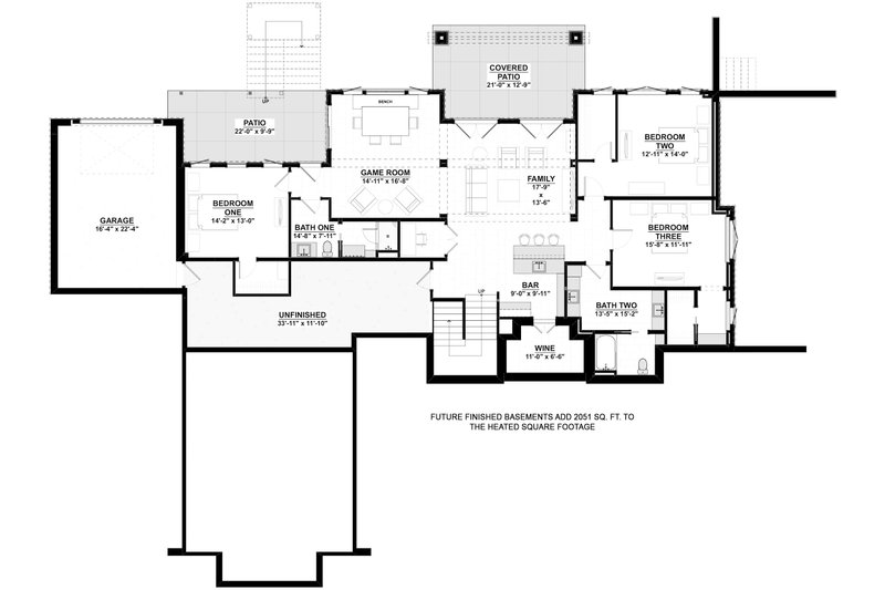 House Blueprint - Floor Plan - Lower Floor for Cottage House Plan #928-336 - 5 bed, 4 bath