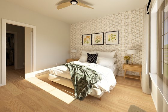 Interior - Master Bedroom 1 for Farmhouse House Plan #126-297 - 2 bed, 2 bath