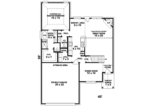 Floor Plan - Main Floor for European House Plan #81-696 - 3 bed, 2.5 bath
