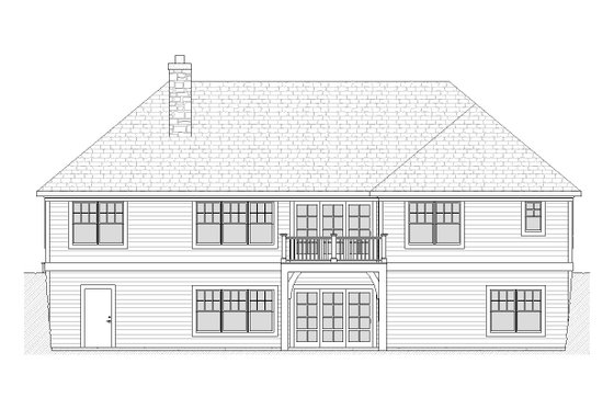 Exterior - Rear Elevation for Traditional House Plan #901-46 - 4 bed, 3.5 bath