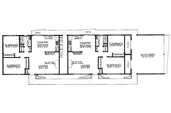 Floor Plan - Main Floor for Ranch House Plan #303-268 - 2 bed, 1 bath