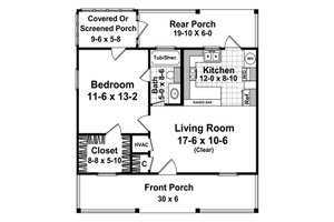 Floor Plan - Main Floor for Country House Plan #21-206 - 1 bed, 1 bath