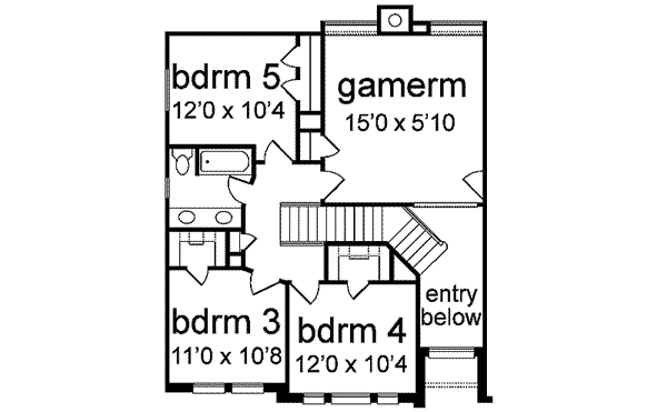 Traditional Floor Plan - Upper Floor Plan #84-182