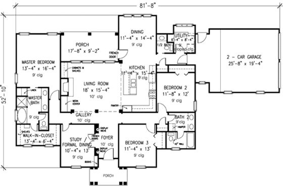Floor Plan - Main Floor for Country House Plan #410-242 - 3 bed, 2.5 bath