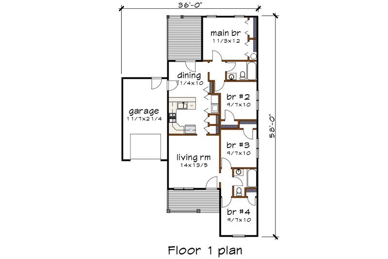 Dream House Plan - Floor Plan - Main Floor for Farmhouse House Plan #79-333 - 4 bed, 2 bath