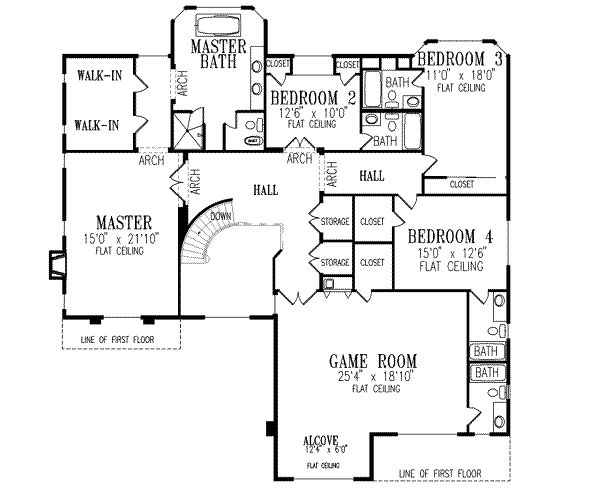 Mediterranean Floor Plan - Upper Floor Plan #1-927