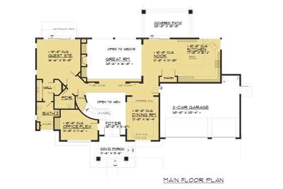 Floor Plan - Main Floor for Prairie House Plan #1066-94 - 5 bed, 4.5 bath