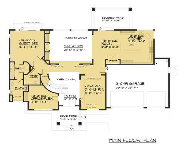 Architectural House Design - Prairie Floor Plan - Main Floor Plan #1066-94