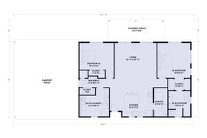 Floor Plan - Main Floor for Barndominium House Plan #1107-41 - 2 bed, 2 bath
