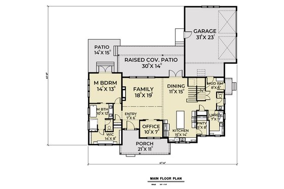 Floor Plan - Main Floor for Farmhouse House Plan #1070-42 - 4 bed, 3.5 bath