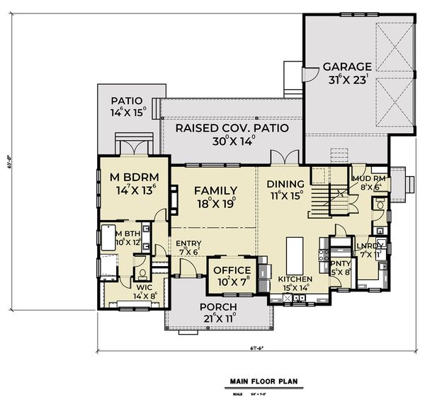 Architectural House Design - Farmhouse Floor Plan - Main Floor Plan #1070-42