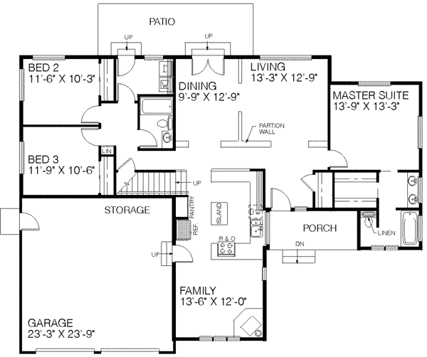 Home Plan - Traditional Floor Plan - Main Floor Plan #60-392