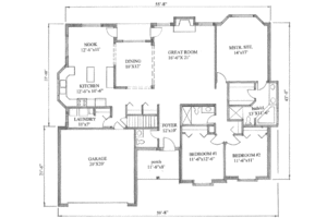 Floor Plan - Main Floor for Traditional House Plan #136-105 - 3 bed, 2.5 bath