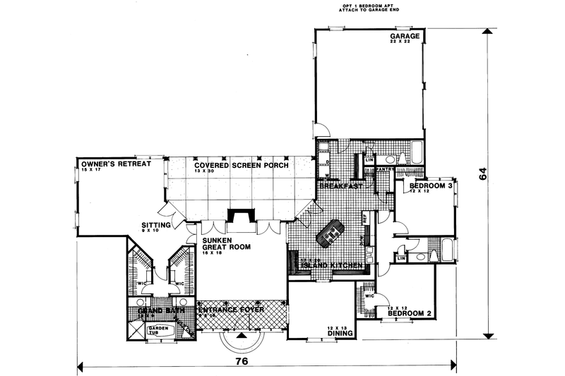 Home Plan - Floor Plan - Main Floor for Traditional House Plan #30-169 - 3 bed, 2 bath