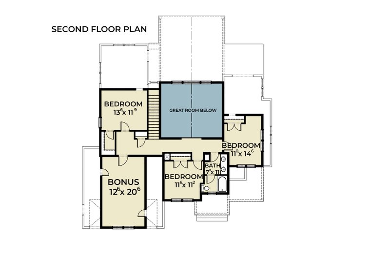 Dream House Plan - Floor Plan - Upper Floor for Farmhouse House Plan #1070-223 - 4 bed, 2.5 bath