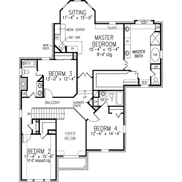 European Floor Plan - Upper Floor Plan #410-405