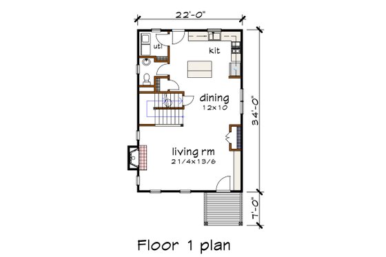 Floor Plan - Main Floor for Modern House Plan #79-324 - 3 bed, 2.5 bath