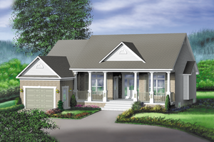Country Exterior - Front Elevation Plan #25-1011