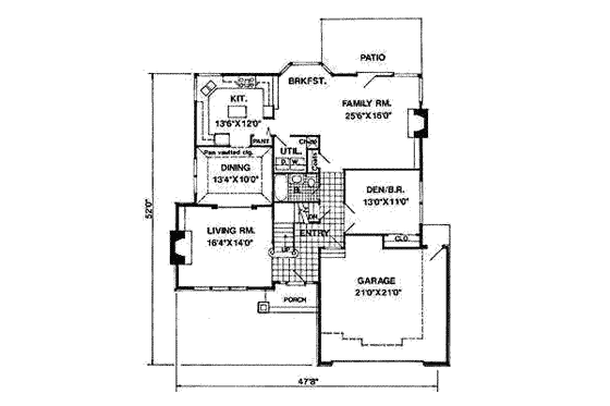 Floor Plan - Main Floor for Traditional House Plan #116-187 - 3 bed, 3 bath