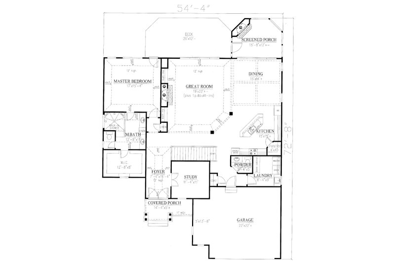 Architectural House Design - Floor Plan - Main Floor for Cottage House Plan #437-107 - 3 bed, 3.5 bath