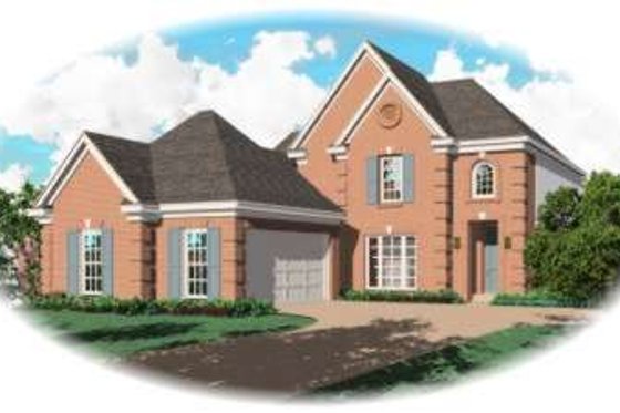 Exterior - Front Elevation for European House Plan #81-884 - 3 bed, 3 bath