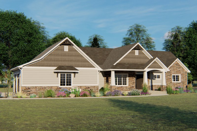 Dream House Plan - Craftsman Exterior - Front Elevation Plan #1064-44