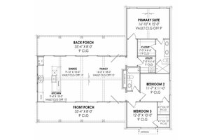 Floor Plan - Main Floor for Farmhouse House Plan #1096-121 - 3 bed, 2 bath