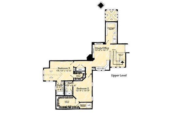 Floor Plan - Upper Floor for Traditional House Plan #942-65 - 3 bed, 2.5 bath