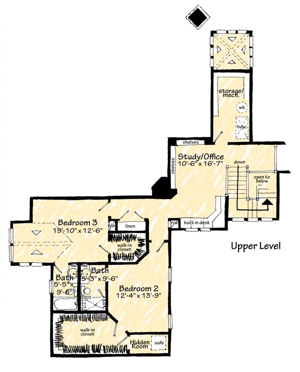 Architectural House Design - Traditional Floor Plan - Upper Floor Plan #942-65
