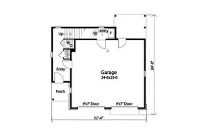 Floor Plan - Main Floor for Country House Plan #22-611 - 1 bed, 1 bath