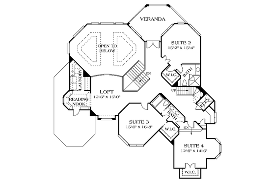 Floor Plan - Upper Floor for Traditional House Plan #453-48 - 5 bed, 5.5 bath