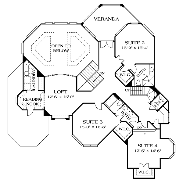 Traditional Floor Plan - Upper Floor Plan #453-48