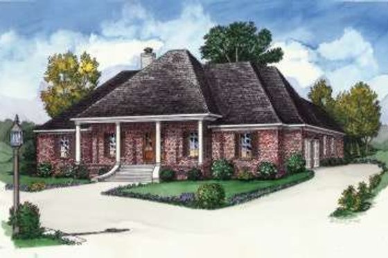 Exterior - Front Elevation for Southern House Plan #16-306 - 3 bed, 2 bath