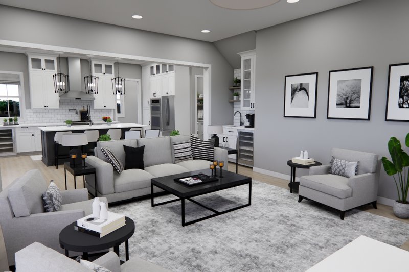Architectural House Design - Interior - Family Room for Farmhouse House Plan #51-1270 - 4 bed, 3.5 bath