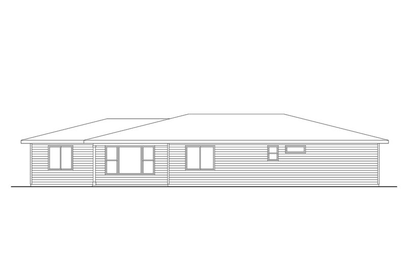 House Blueprint - Exterior - Rear Elevation for Prairie House Plan #124-1400 - 4 bed, 2.5 bath