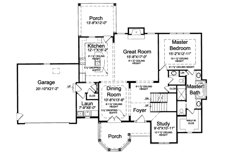Architectural House Design - Floor Plan - Main Floor for Country House Plan #46-460 - 4 bed, 2.5 bath