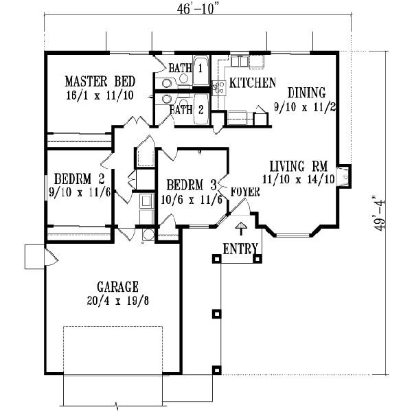 Architectural House Design - Adobe / Southwestern Floor Plan - Main Floor Plan #1-1071