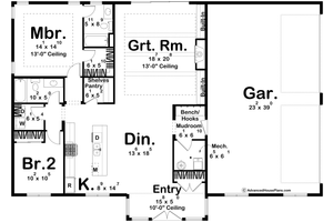 Floor Plan - Main Floor for Barndominium House Plan #455-459 - 2 bed, 2 bath